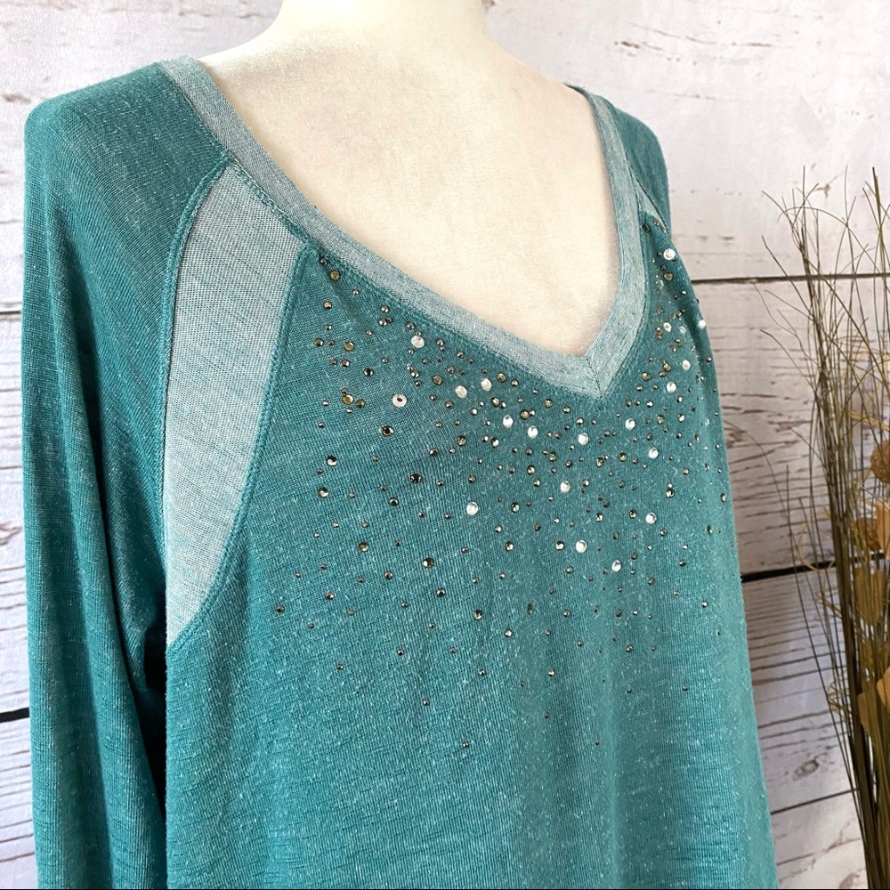 SOLD Maurices Teal Studded Sweatshirt 2X - Picture 2 of 10